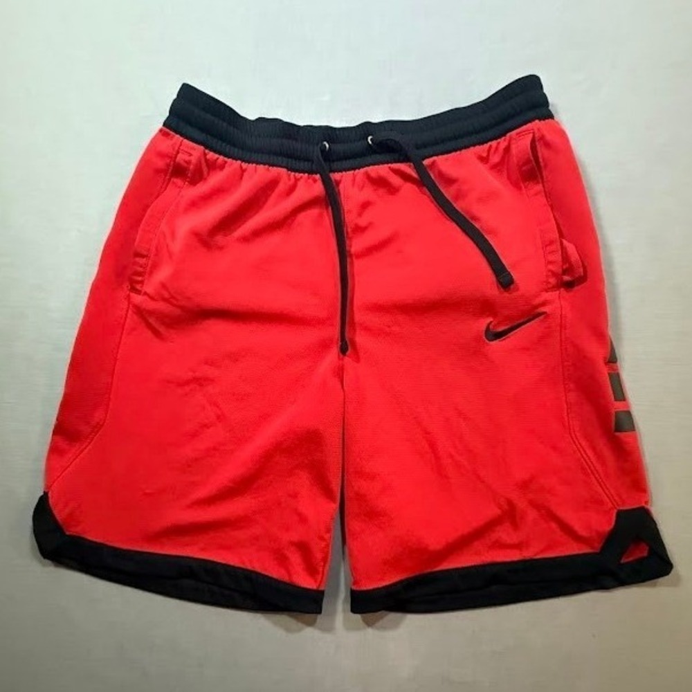 Nike Dri Fit Red‎ Black Athletic Basketball Shorts Men Size S 32X9.